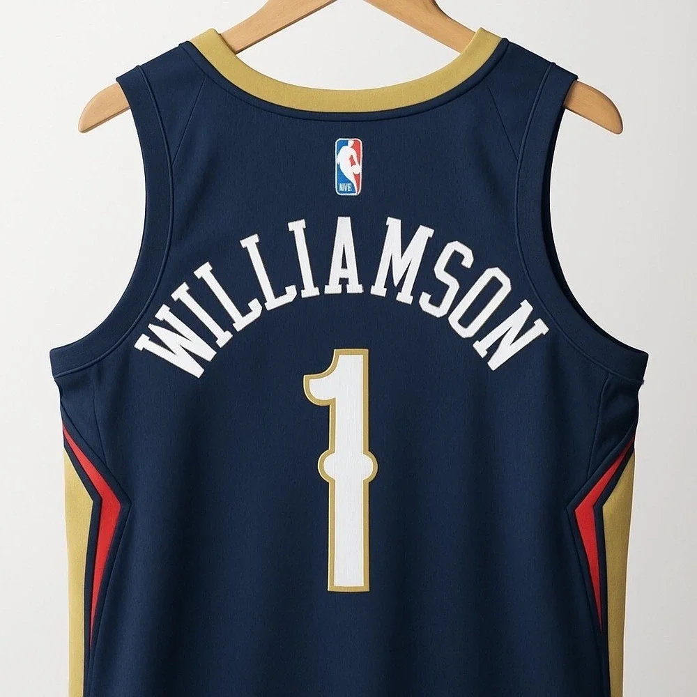 Nike NBA New Orleans Zion Williamson Swingman Jersey‎ Mens Size Large Blue Gold